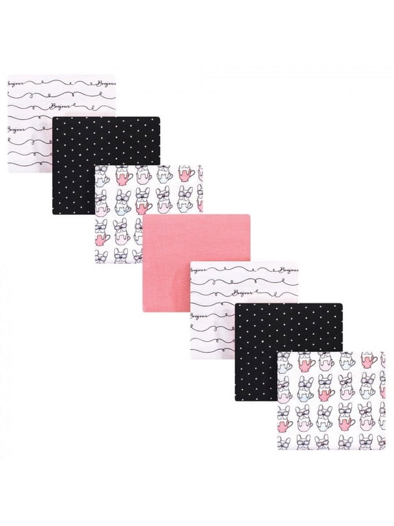 Unisex Baby Cotton Poly Flannel Receiving Blankets Bundle, Bonjour, One Size