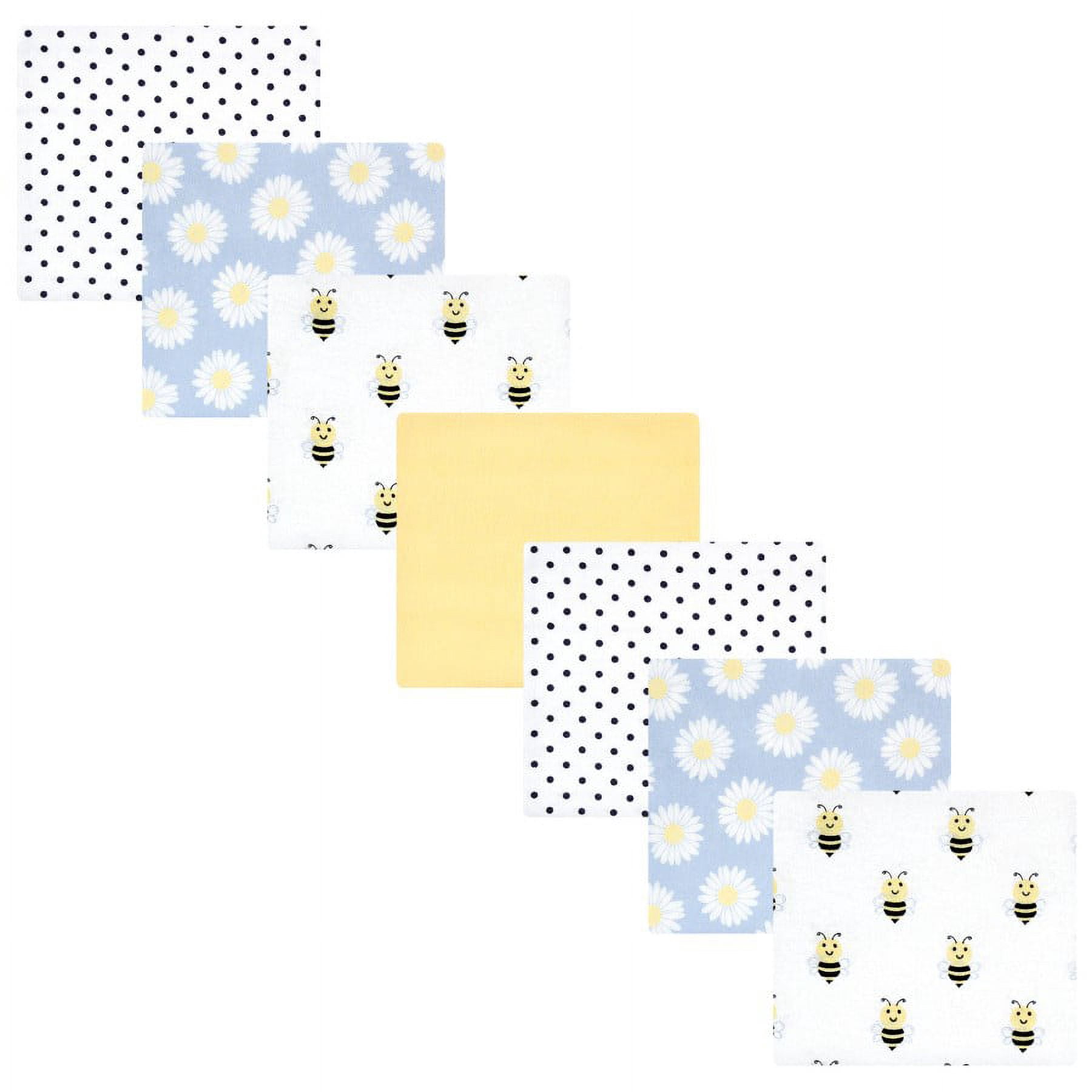 Hudson Baby Infant Girl Cotton Flannel Receiving Blankets Bundle, Daisy Bee, One Size