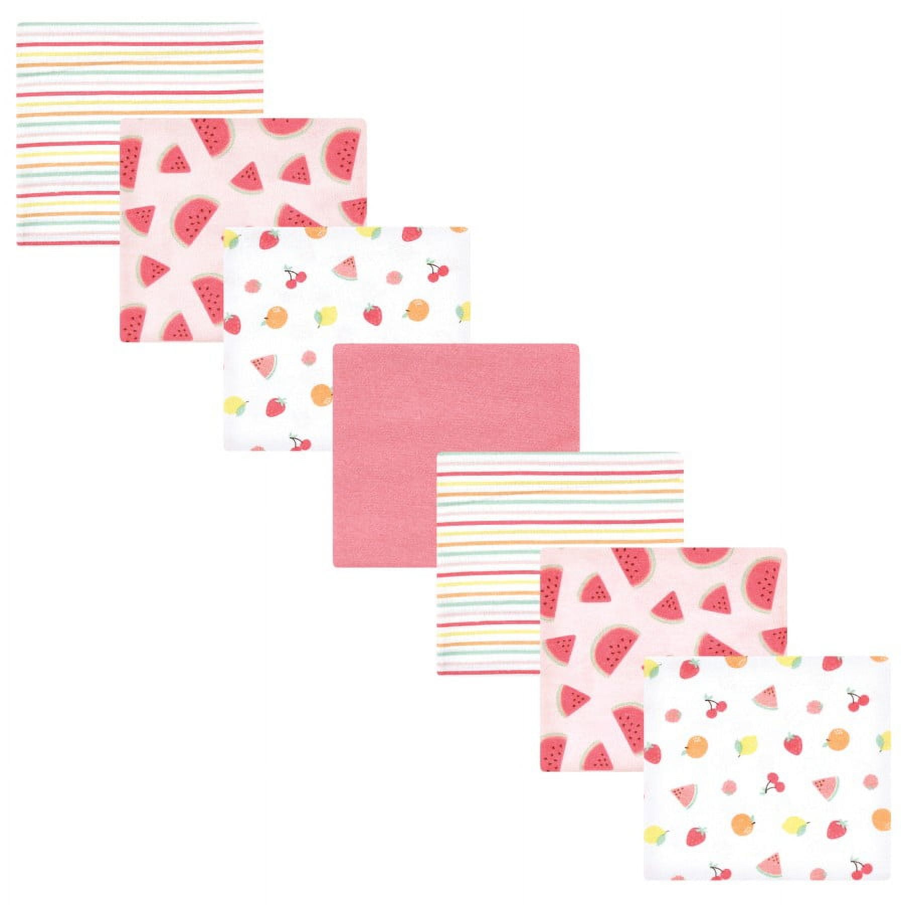 Hudson Baby Infant Girl Cotton Flannel Receiving Blankets Bundle, Fruit Salad, One Size