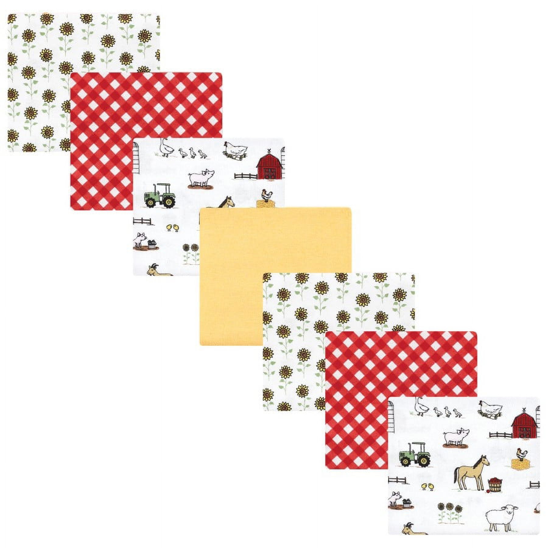 Hudson Baby Infant Girl Cotton Flannel Receiving Blankets Bundle, Girl Farm, One Size