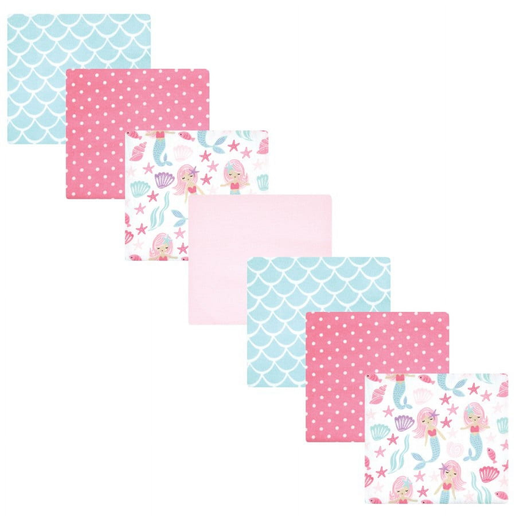 Hudson Baby Unisex Baby Cotton Poly Flannel Receiving Blankets Bundle, Mermaid, One Size
