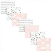 Hudson Baby Infant Girl Cotton Flannel Receiving Blankets Bundle, Pink Clouds, One Size