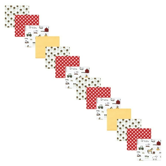 Hudson Baby Infant Girl Cotton Flannel Receiving Blankets Bundle Set, Girl Farm, One Size