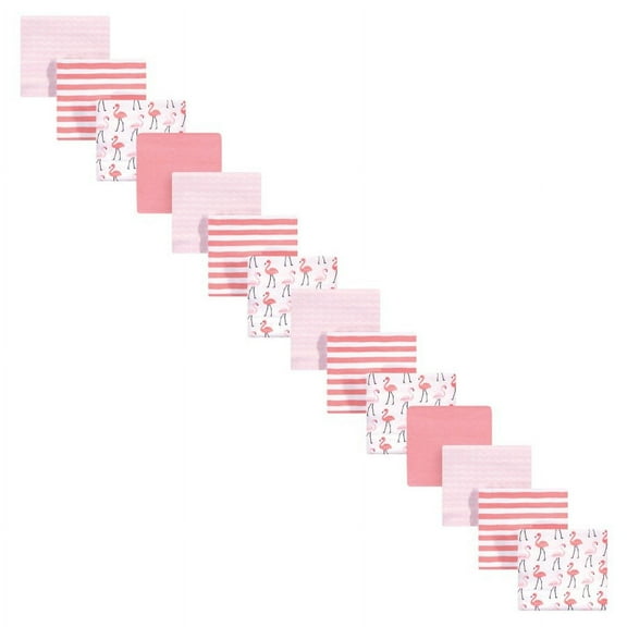 Hudson Baby Infant Girl Cotton Flannel Receiving Blankets Bundle Set, Pink Flamingos 14-Pack, One Size