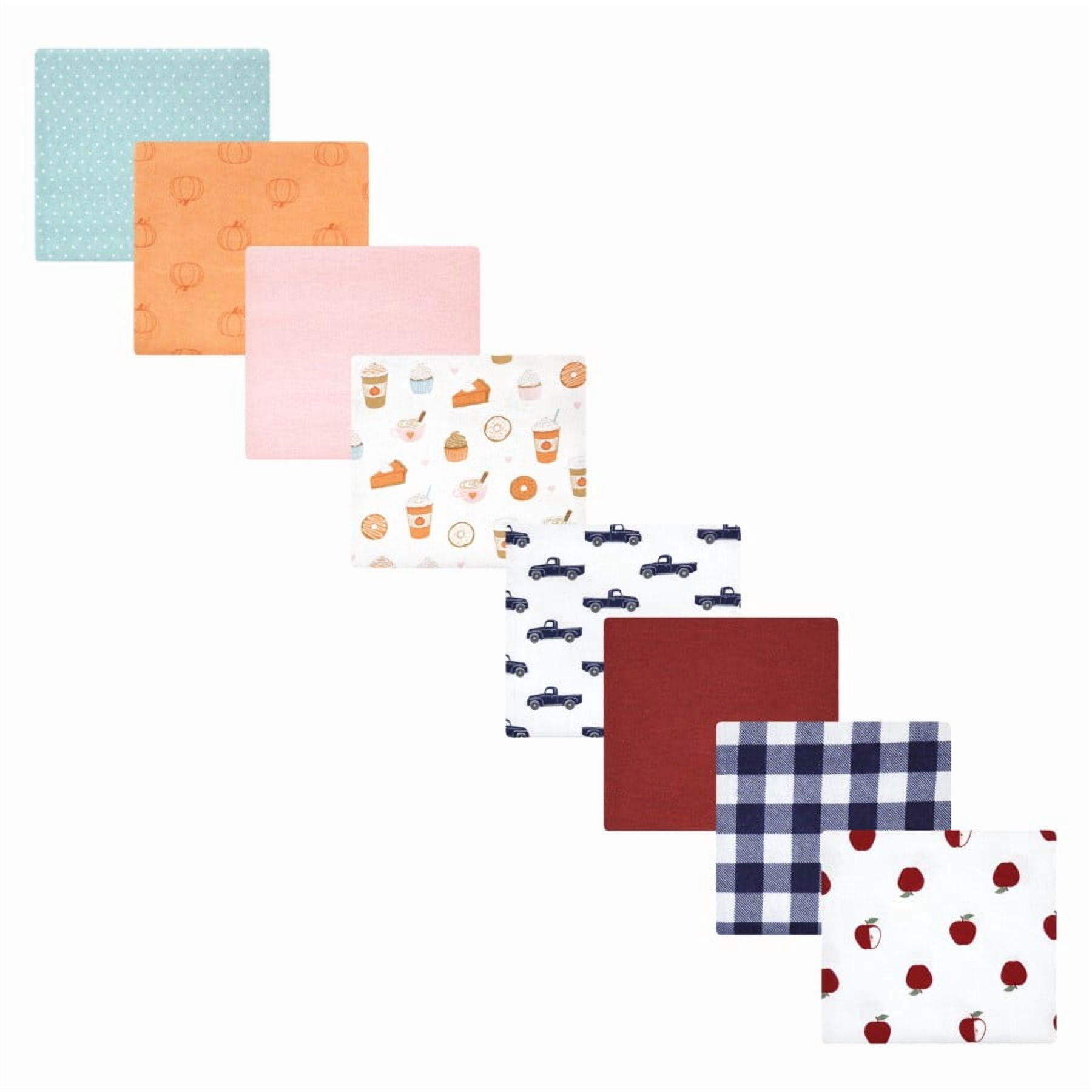 Hudson Baby Infant Girl Cotton Flannel Receiving Blankets Bundle Set, Pumpkin Spice Apple Orchard, One Size