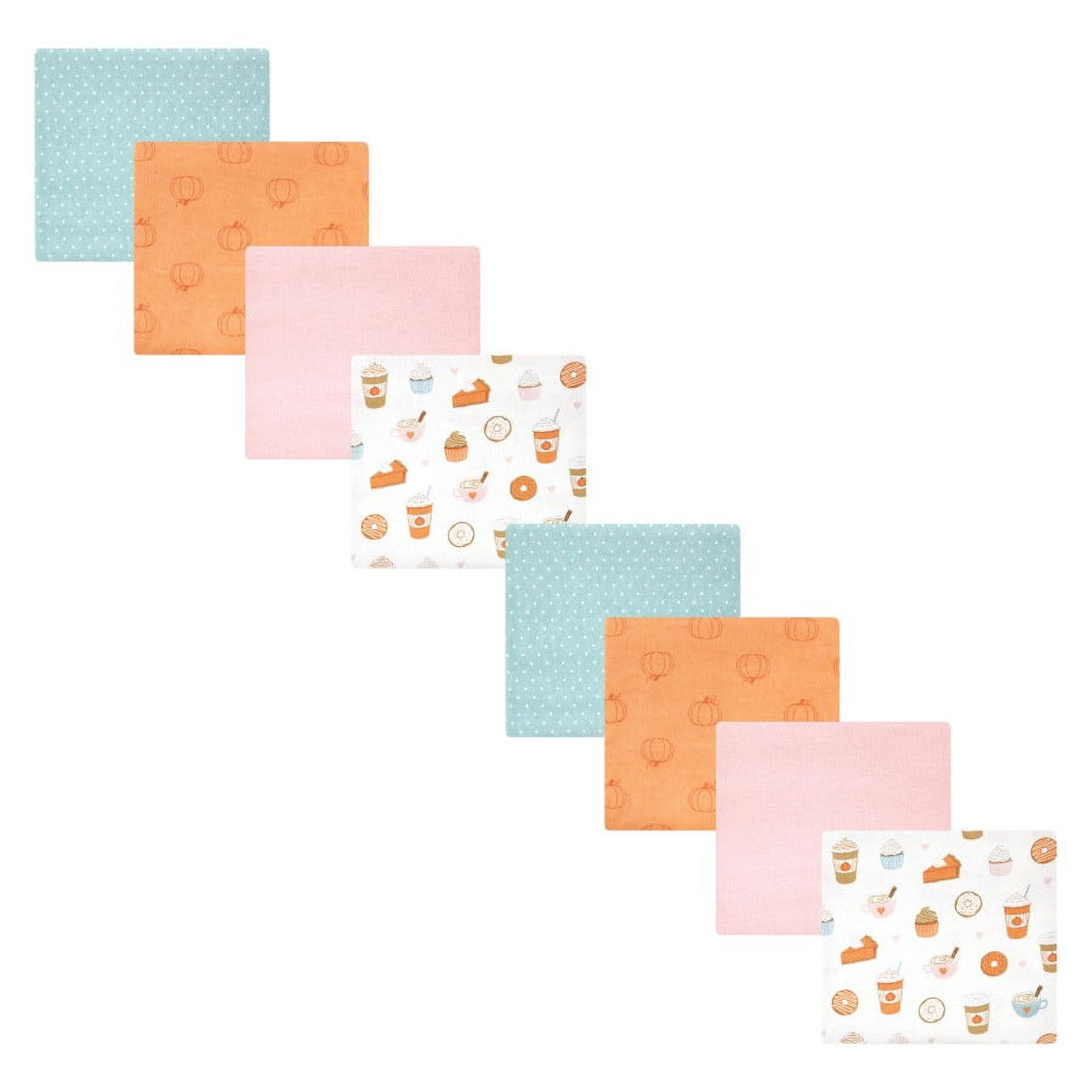 Hudson Baby Infant Girl Cotton Flannel Receiving Blankets Bundle Set, Pumpkin Spice, One Size
