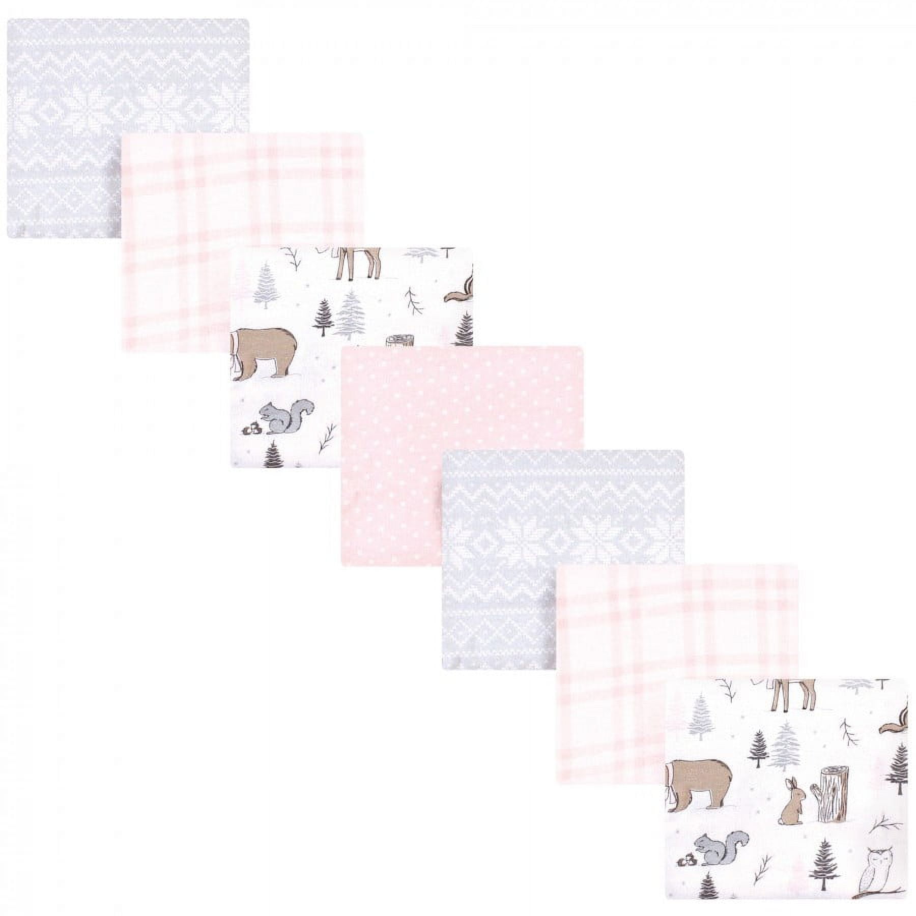 Hudson Baby Infant Girl Cotton Flannel Receiving Blankets Bundle, Winter Forest, One Size