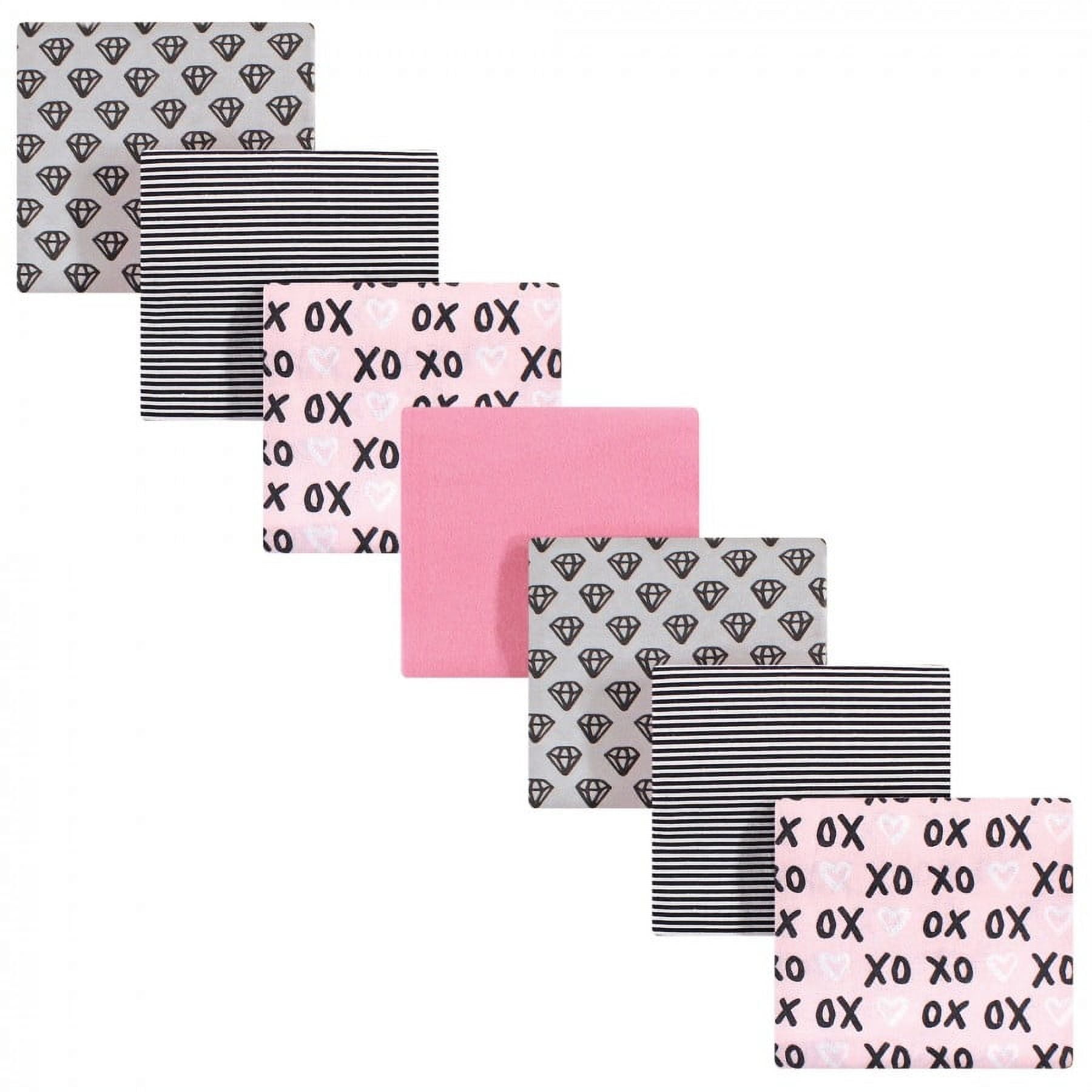 Hudson Baby Infant Girl Cotton Flannel Receiving Blankets Bundle, Xoxo, One Size