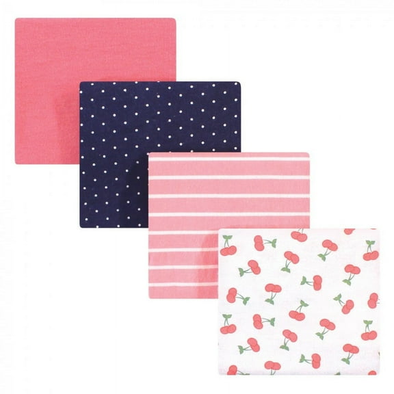 Hudson Baby Infant Girl Cotton Flannel Receiving Blankets, Cherry, One Size