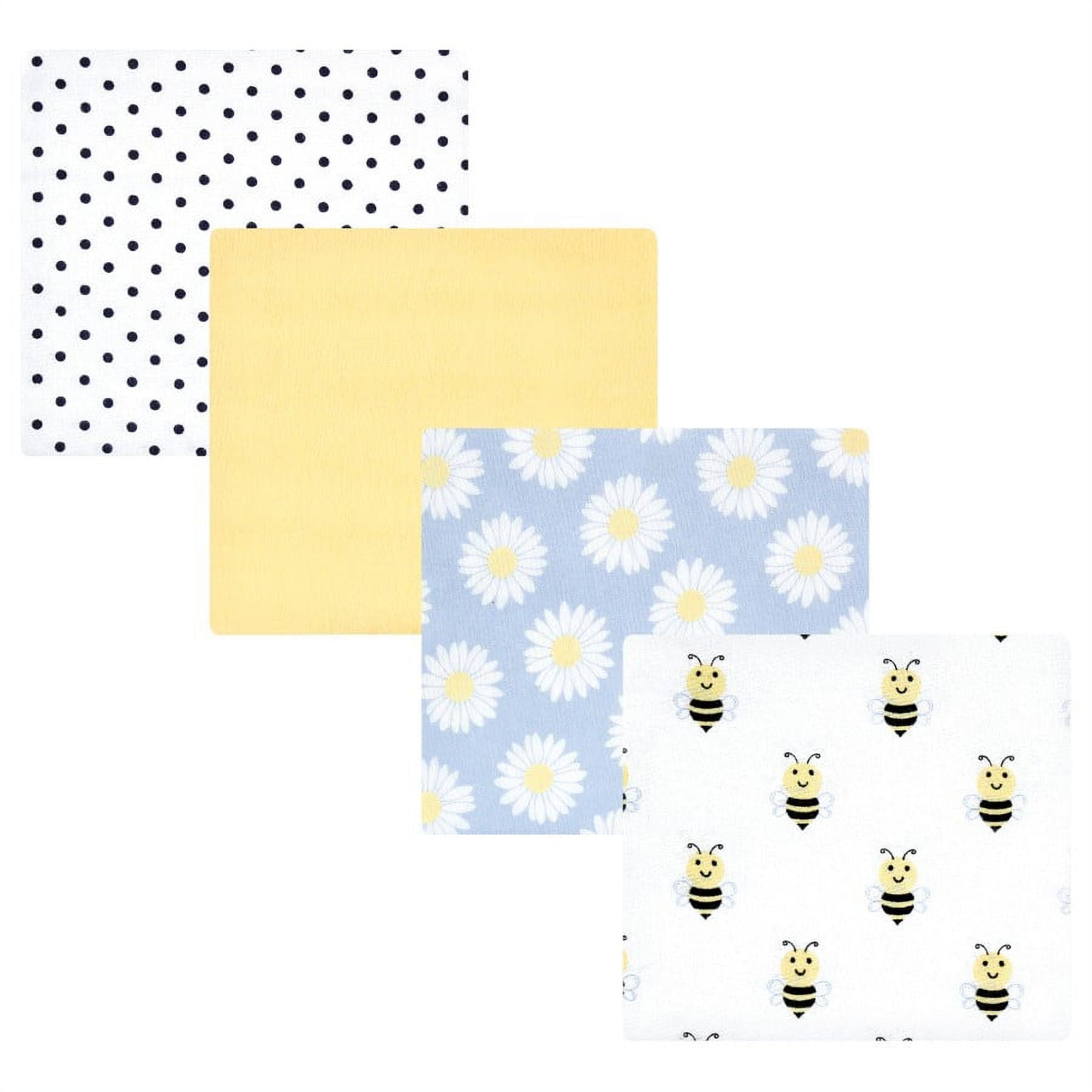 Hudson Baby Infant Girl Cotton Flannel Receiving Blankets, Daisy Bee, One Size