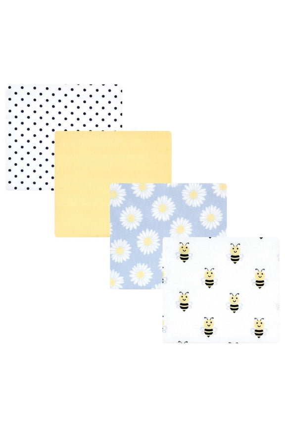 Unisex Baby Cotton Poly Flannel Receiving Blankets, Daisy Bee, One Size