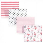 Hudson Baby Unisex Baby Cotton Poly Flannel Receiving Blankets, Flamingos, One Size