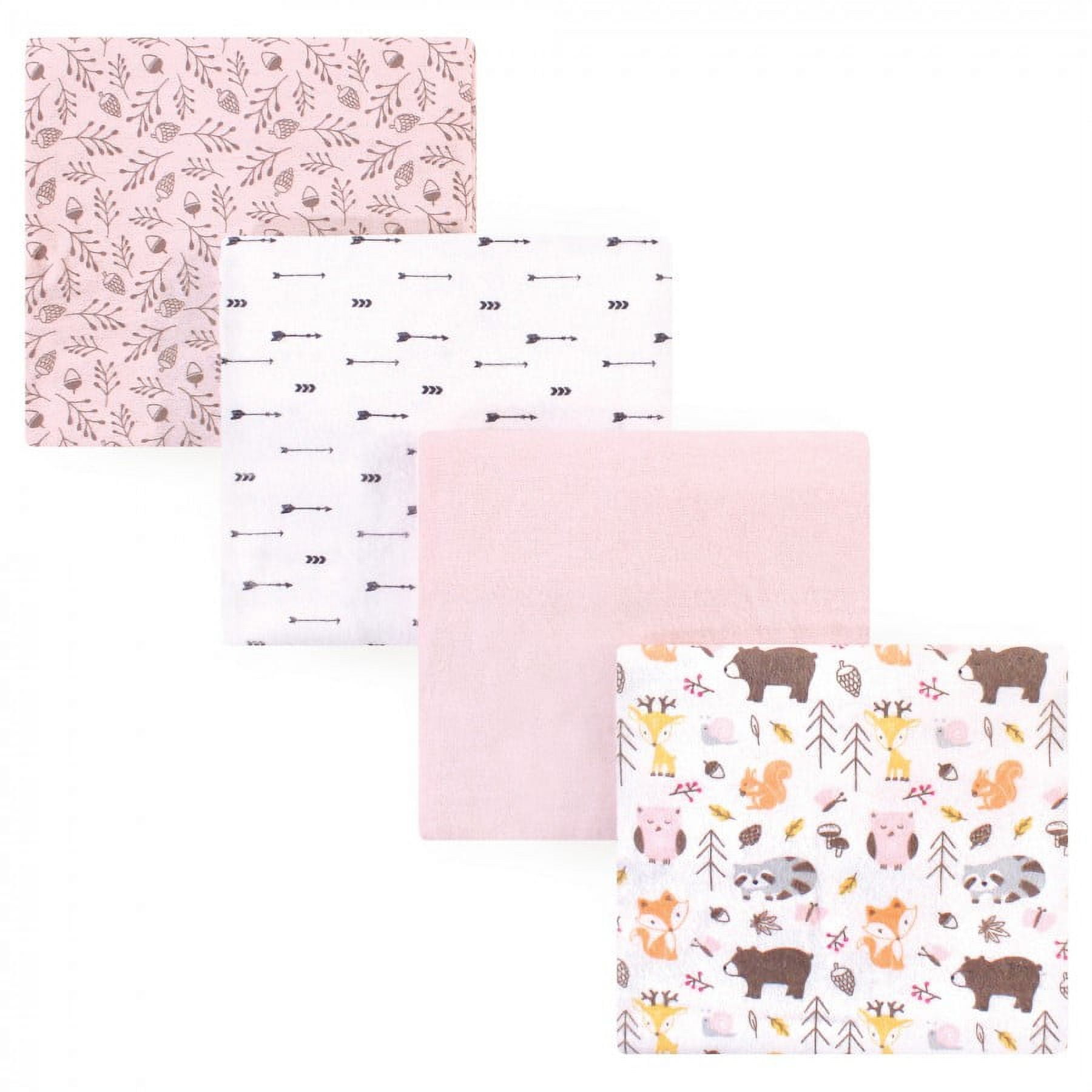 Hudson Baby Infant Girl Cotton Flannel Receiving Blankets, Girl