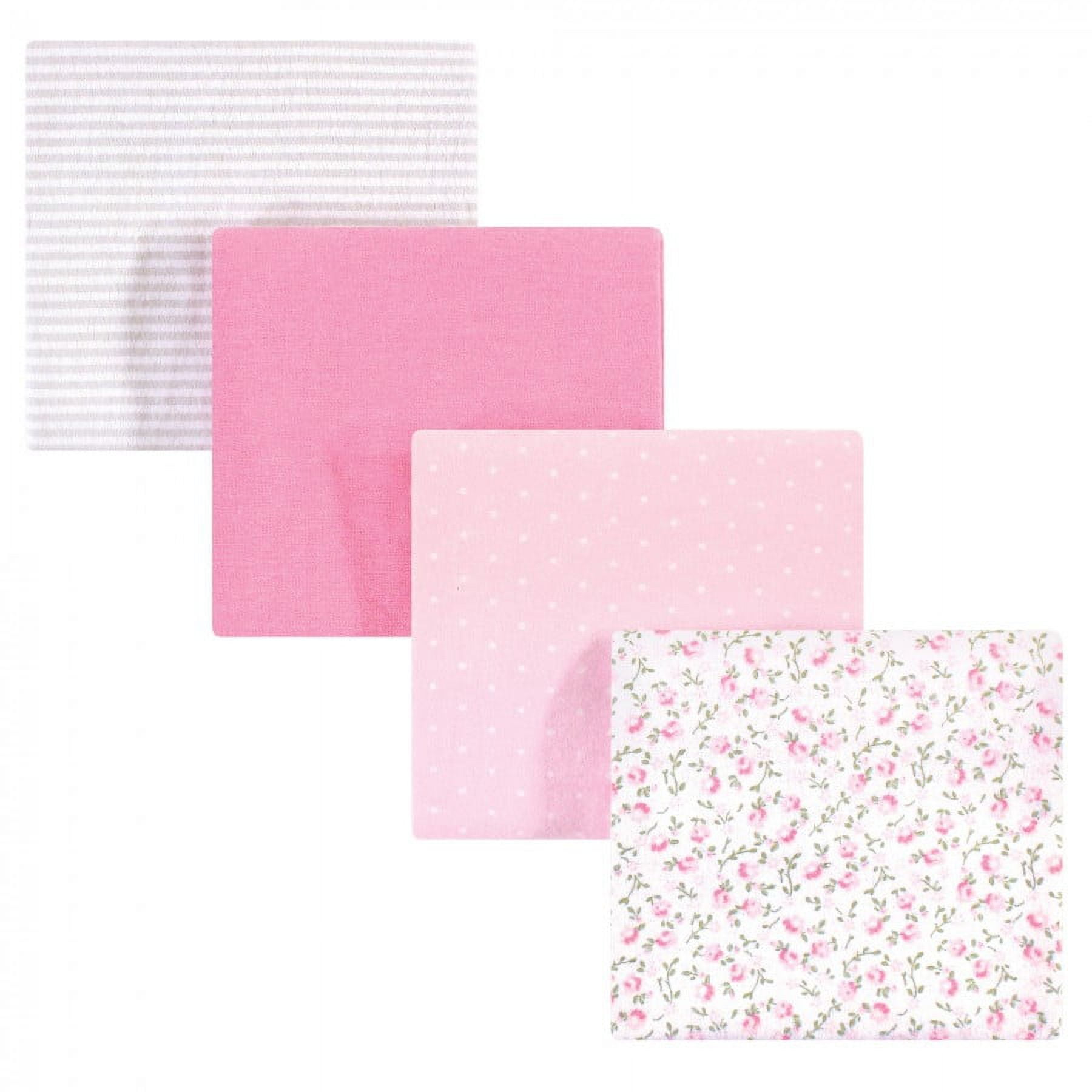 Hudson Baby Infant Girl Cotton Flannel Receiving Blankets, Pink Peony, One Size