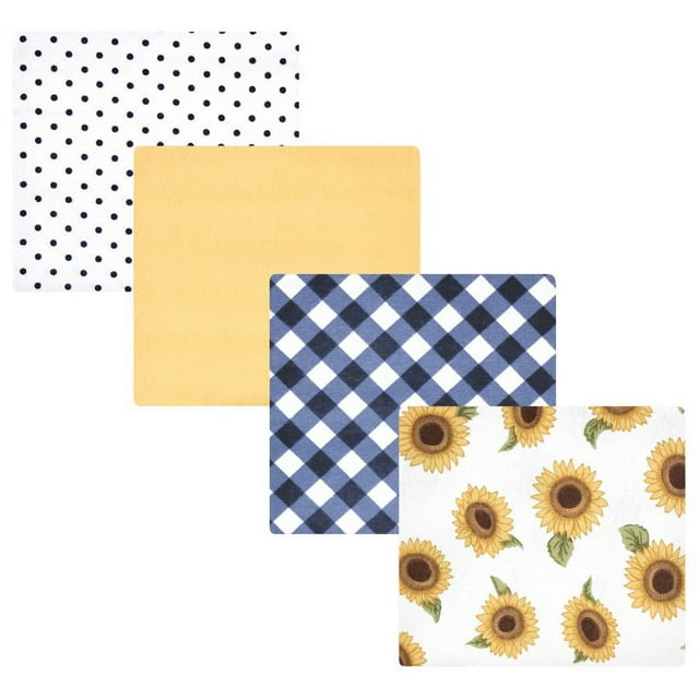 Hudson Baby Infant Girl Cotton Flannel Receiving Blankets, Sunflower