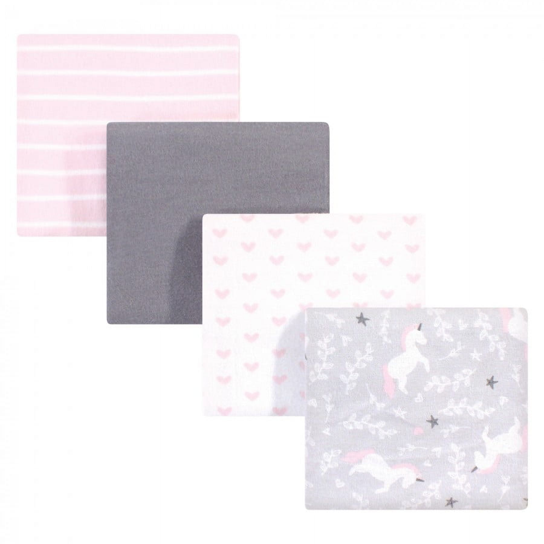 Hudson Baby Unisex Cotton Flannel Receiving Blankets Bundle - Set Of 3, 30x30 Inches, Blush Rose