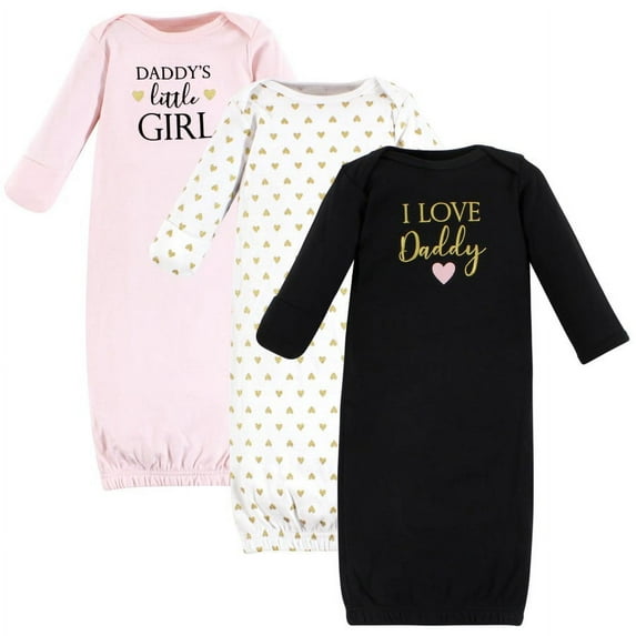 Hudson Baby Infant Girl Cotton Gowns, Girl Daddy, Preemie-Newborn