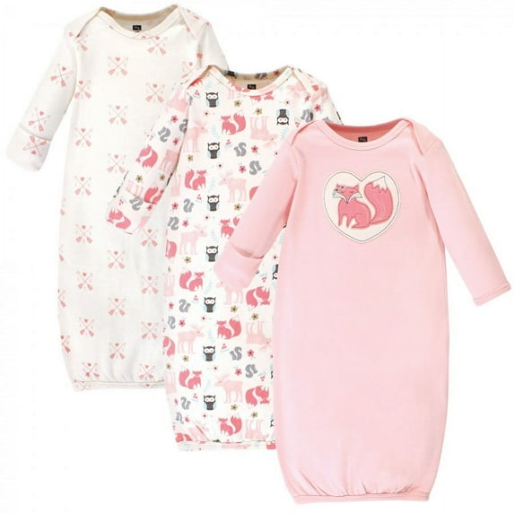 Hudson Baby Infant Girl Cotton Gowns, Girl Woodland, 0-6 Months