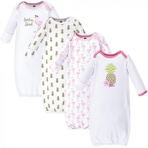 Hudson Baby Infant Girl Cotton Gowns, Pineapple, Preemie-Newborn
