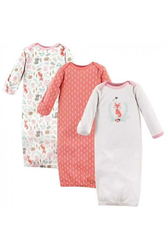 Infant Girl Cotton Gowns, Woodland Fox, Preemie/Newborn