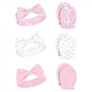 Hudson Baby Infant Girl Cotton Headband & Scratch Mitten Set Unicorn, 0-6 Months, 6-Piece