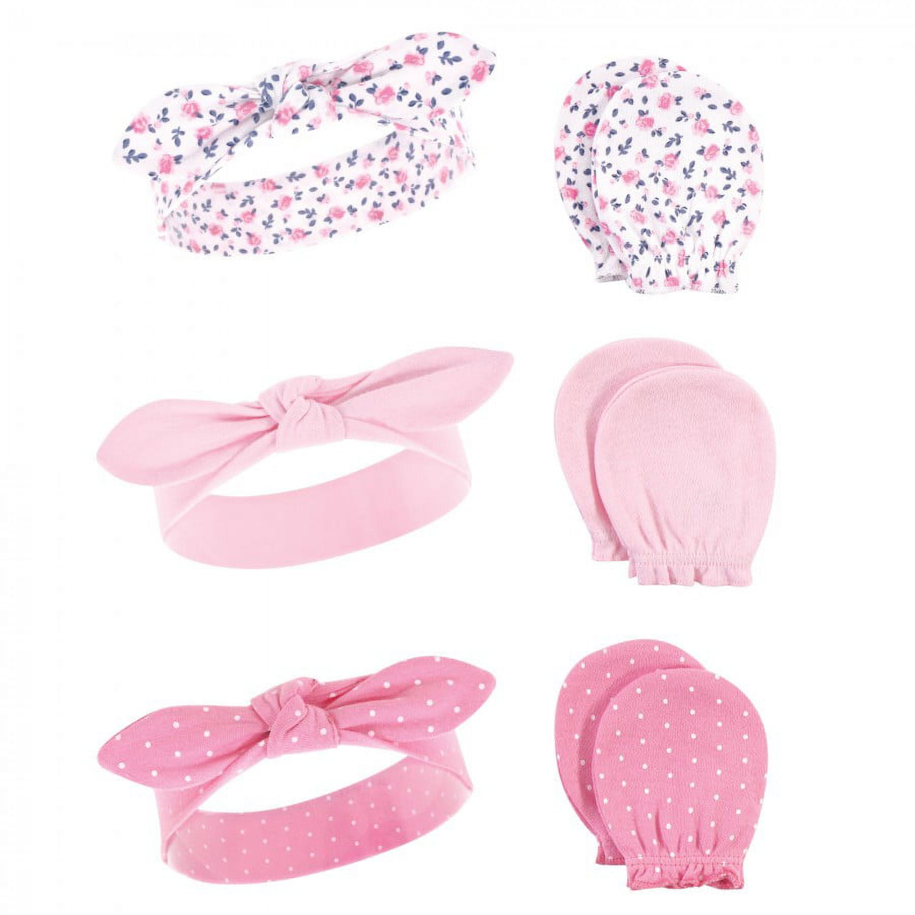 Hudson Baby Infant Girl Cotton Headband and Scratch Mitten