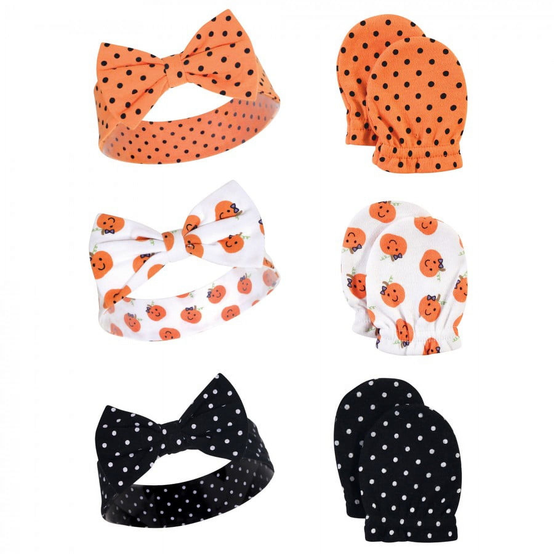Hudson Baby Infant Girl Cotton Headband and Scratch Mitten