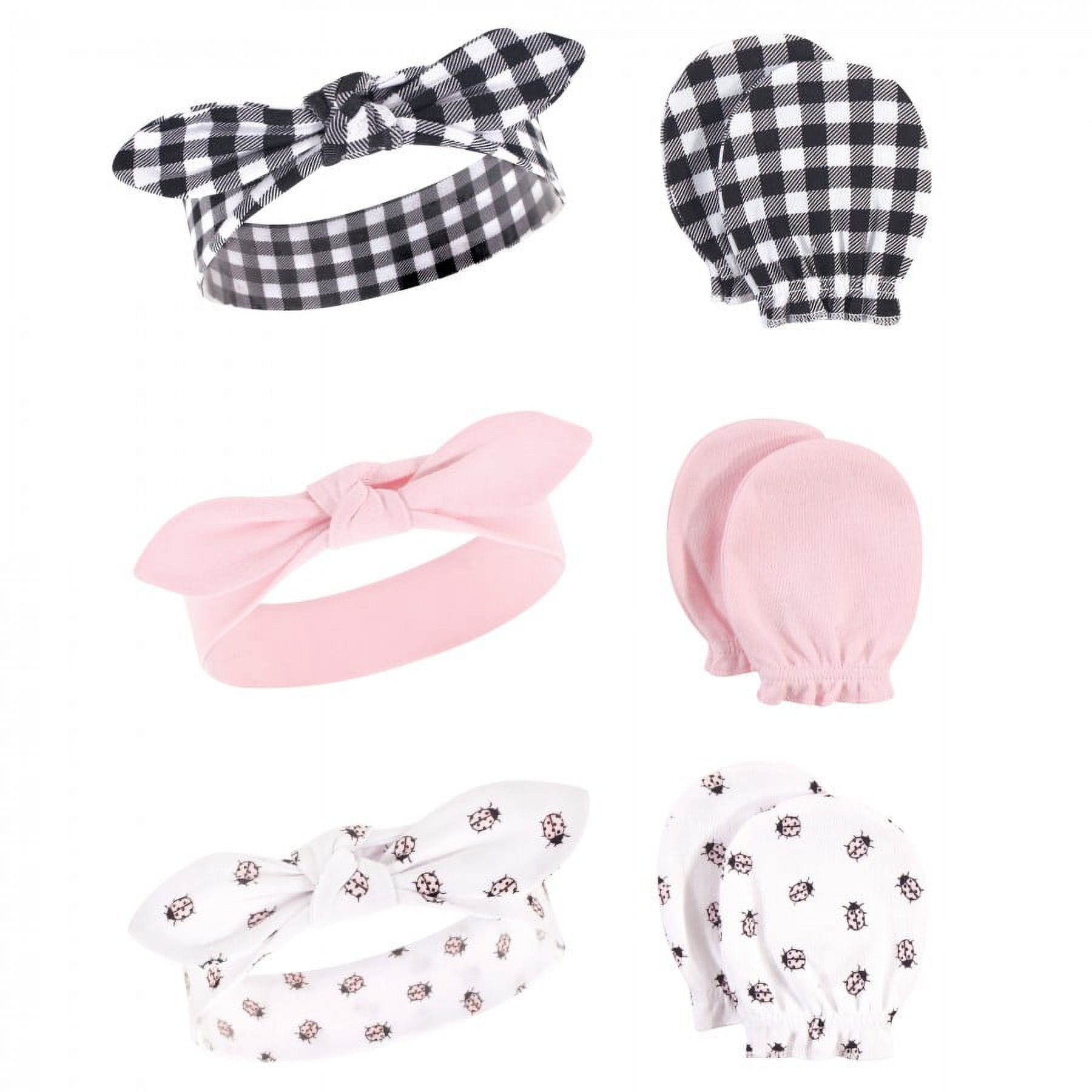 Hudson Baby Infant Girl Cotton Headband and Scratch Mitten