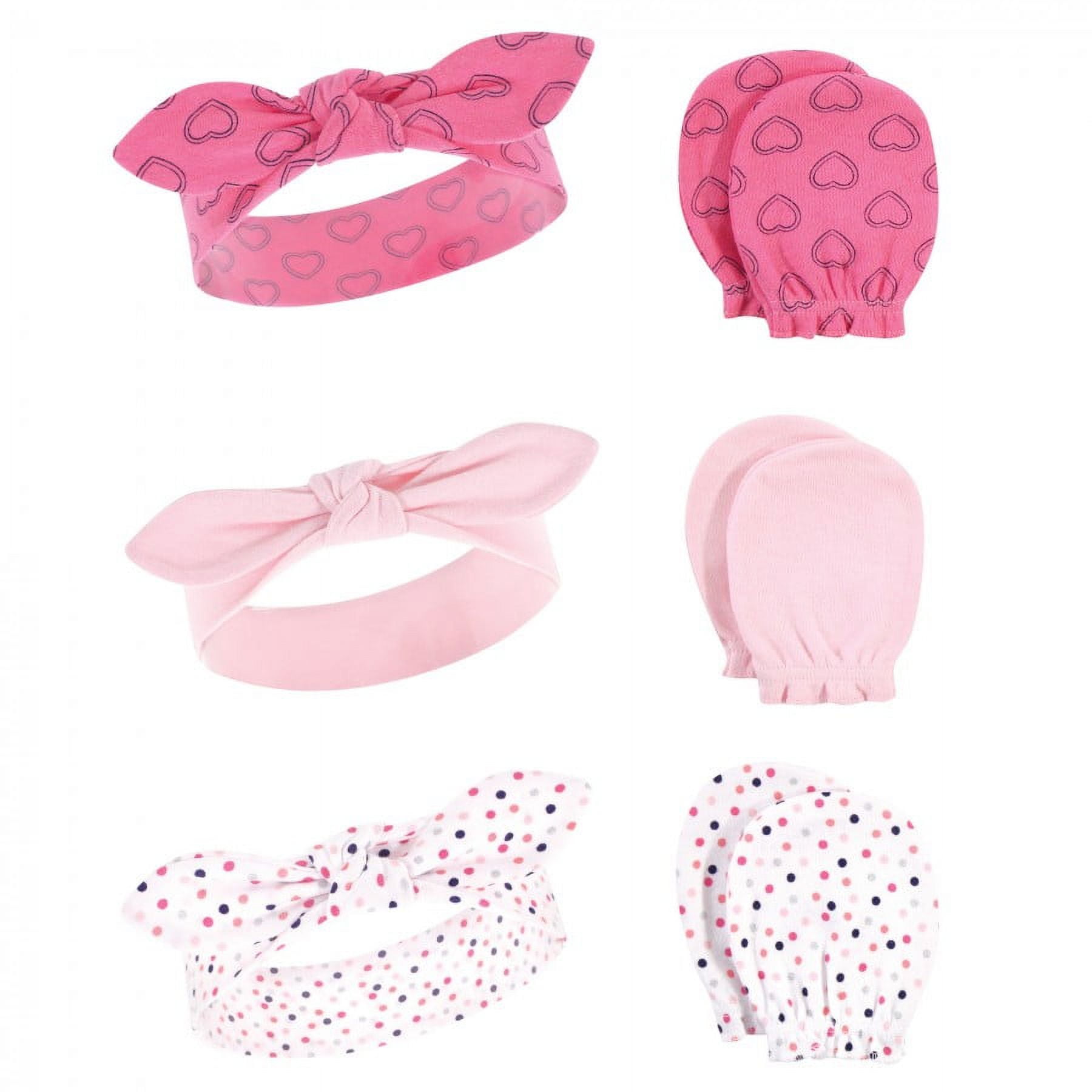Hudson Baby Infant Girl Cotton Headband and Scratch Mitten