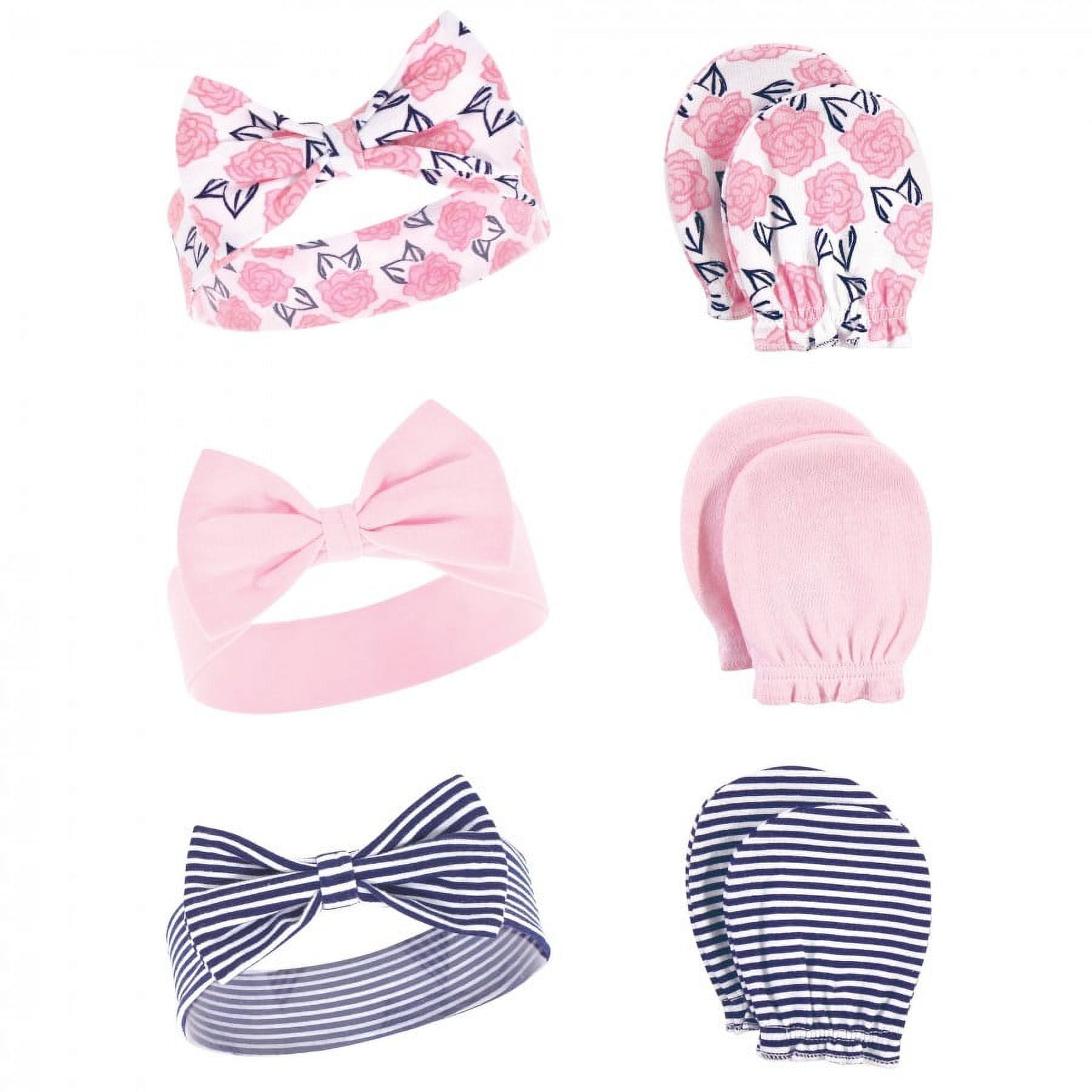 Hudson Baby Infant Girl Cotton Headband and Scratch Mitten