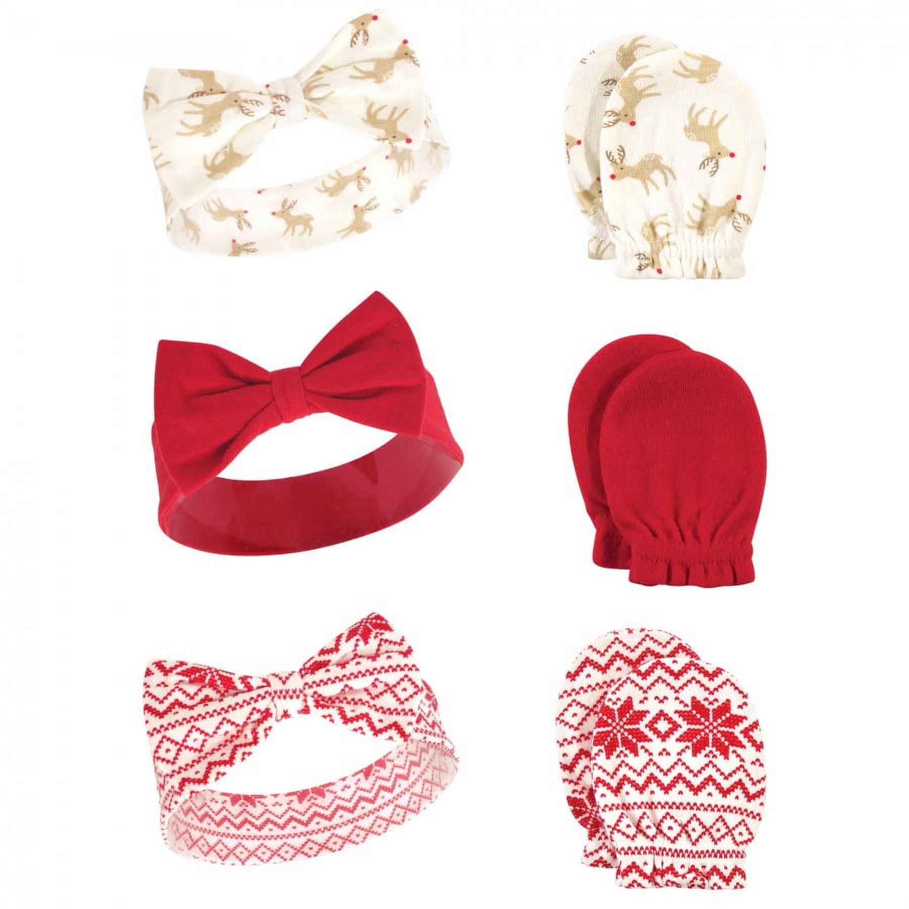 Hudson Baby Infant Girl Cotton Headband and Scratch Mitten