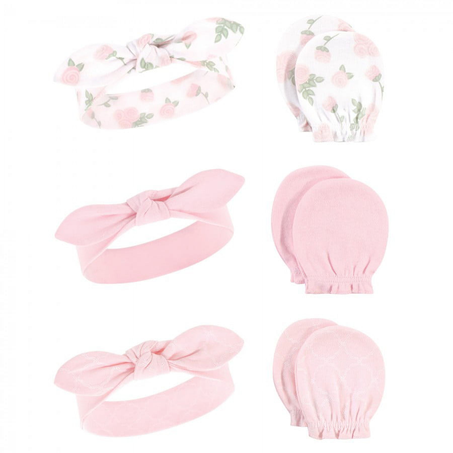 Hudson Baby Infant Girl Cotton Headband and Scratch Mitten