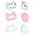 thumbnail image 1 of Hudson Baby Infant Girl Cotton Headband and Scratch Mitten 6pc Set, Sparkle Trees, 0-6 Months, 1 of 1