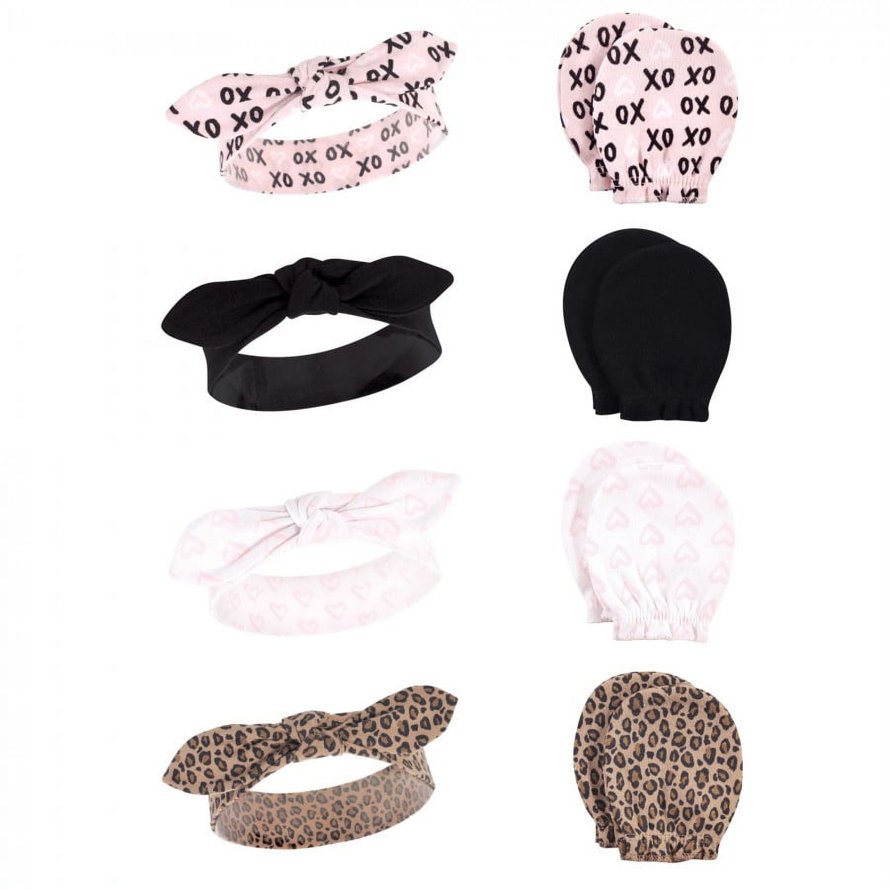 Hudson Baby Infant Girl Cotton Headband and Scratch Mitten