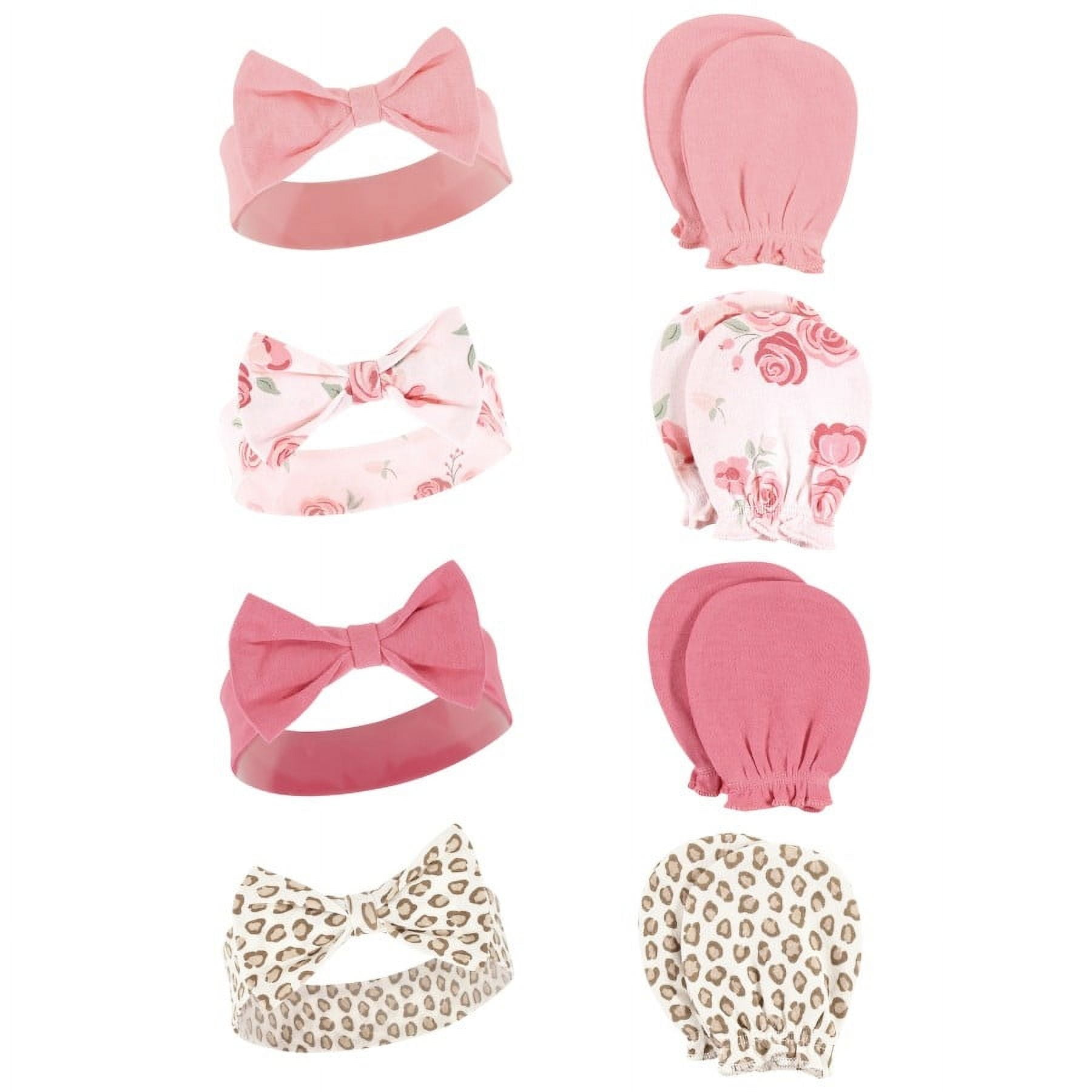 Hudson Baby Infant Girl Cotton Headband and Scratch Mitten