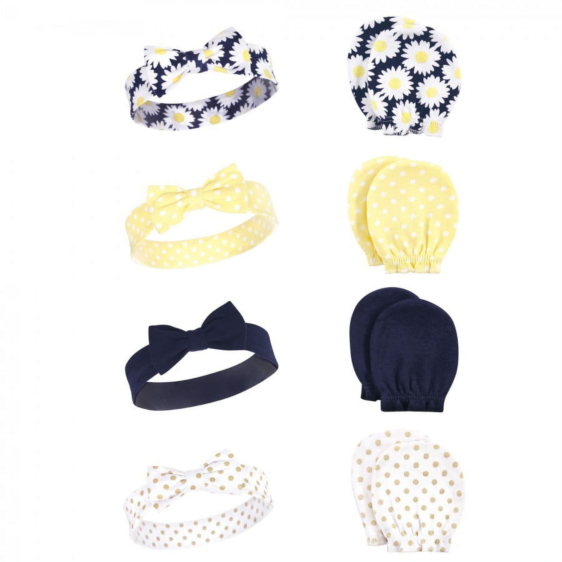 Hudson Baby Infant Girl Cotton Headband and Scratch Mitten