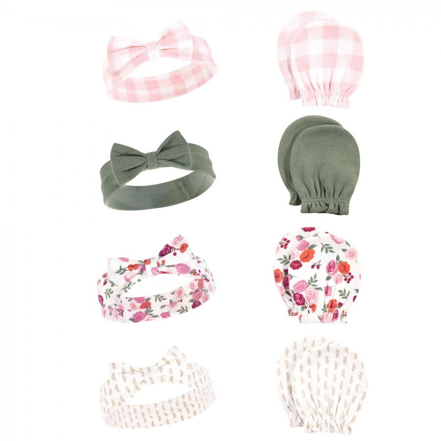 Hudson Baby Infant Girl Cotton Headband and Scratch Mitten