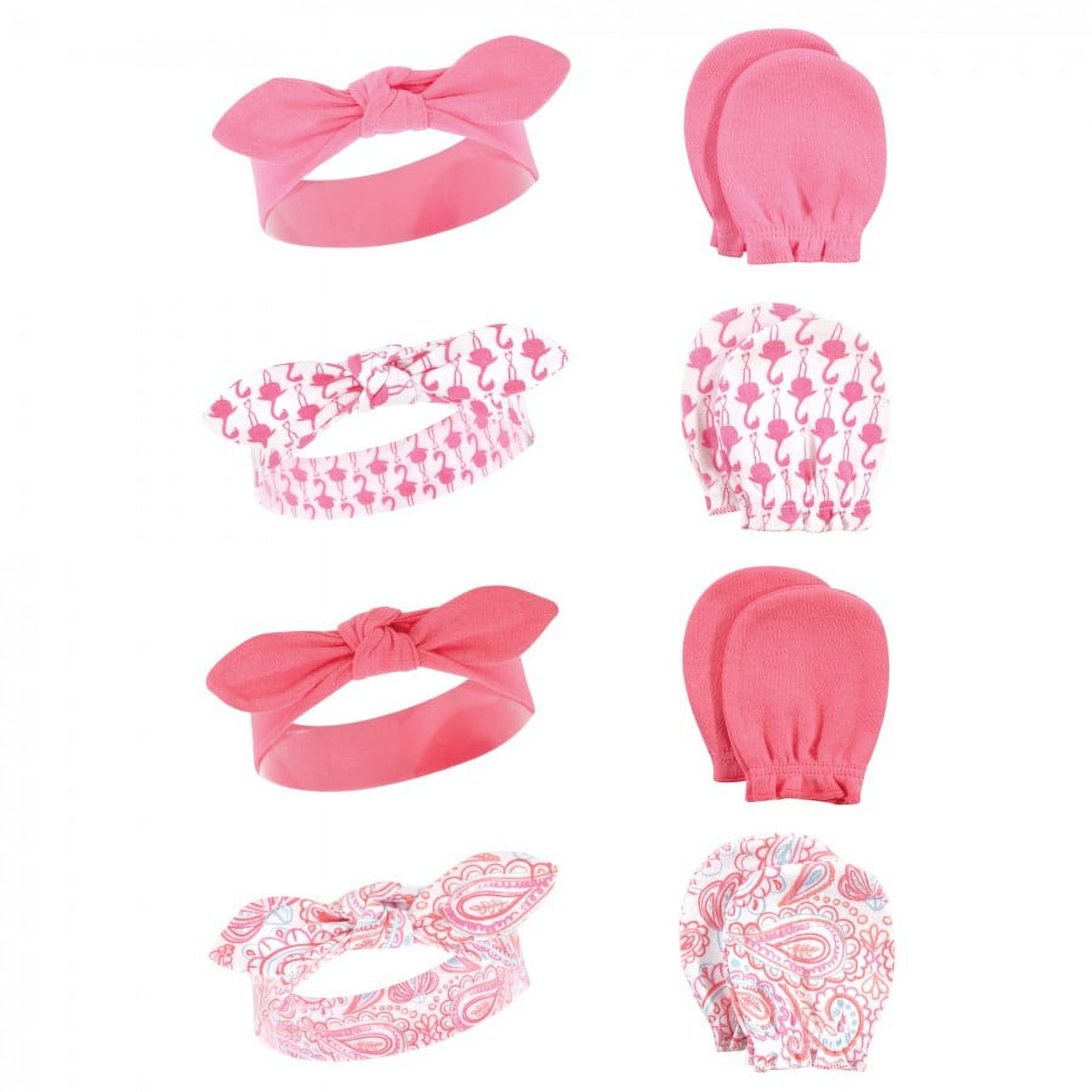 Hudson Baby Infant Girl Cotton Headband and Scratch Mitten