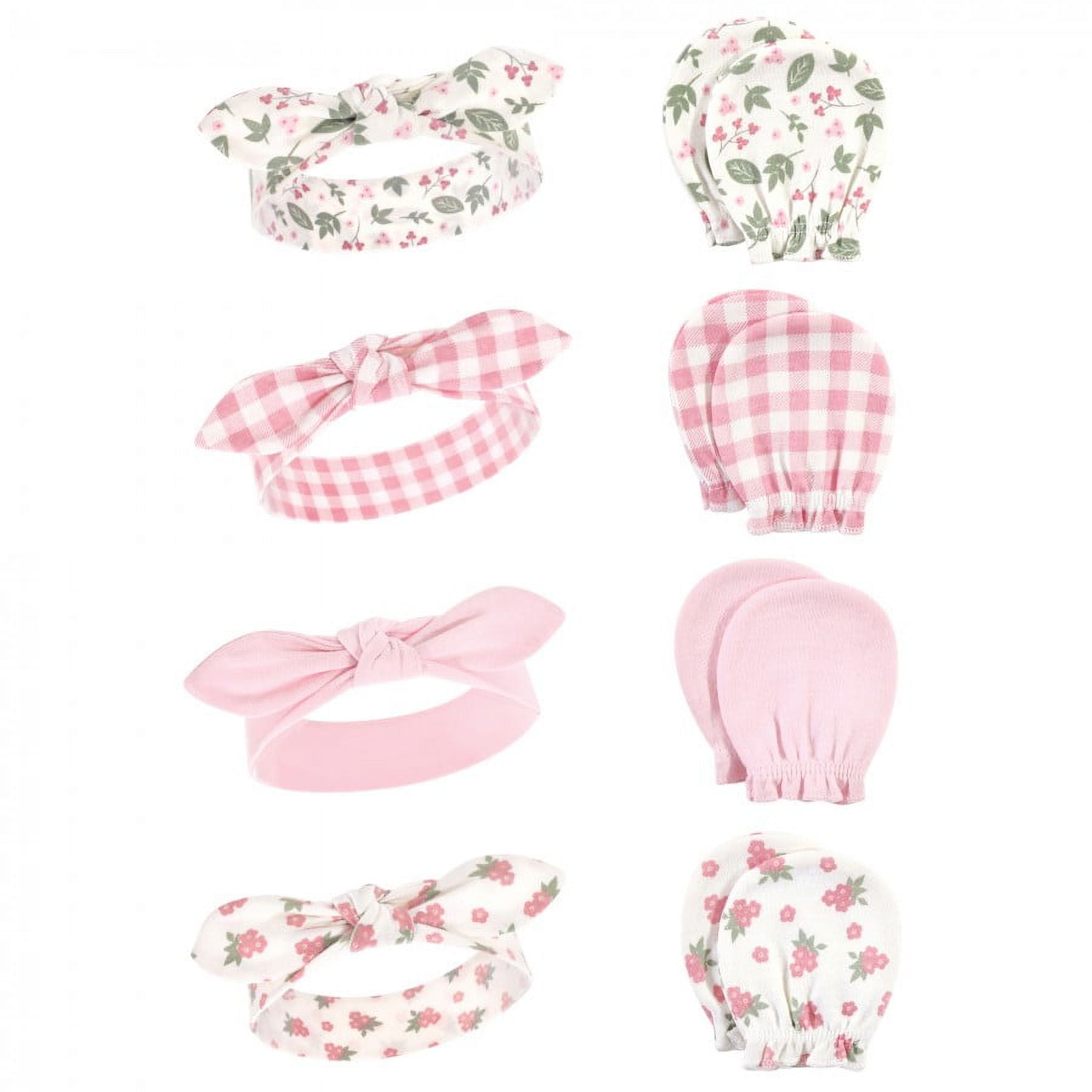 Hudson Baby Infant Girl Cotton Headband and Scratch Mitten