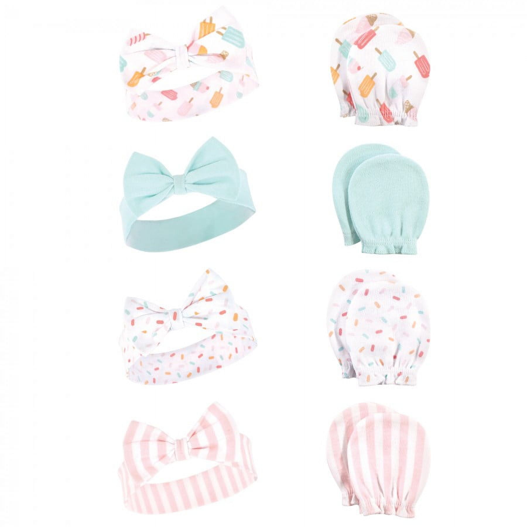 Hudson Baby Infant Girl Cotton Headband and Scratch Mitten