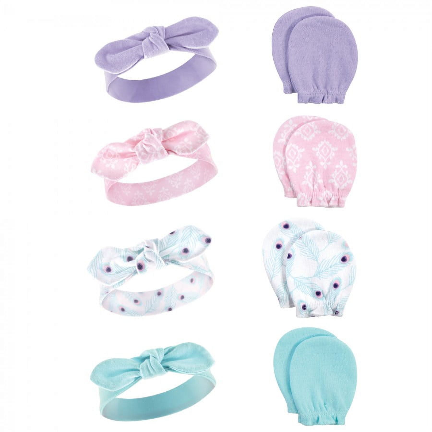 Hudson Baby Infant Girl Cotton Headband and Scratch Mitten