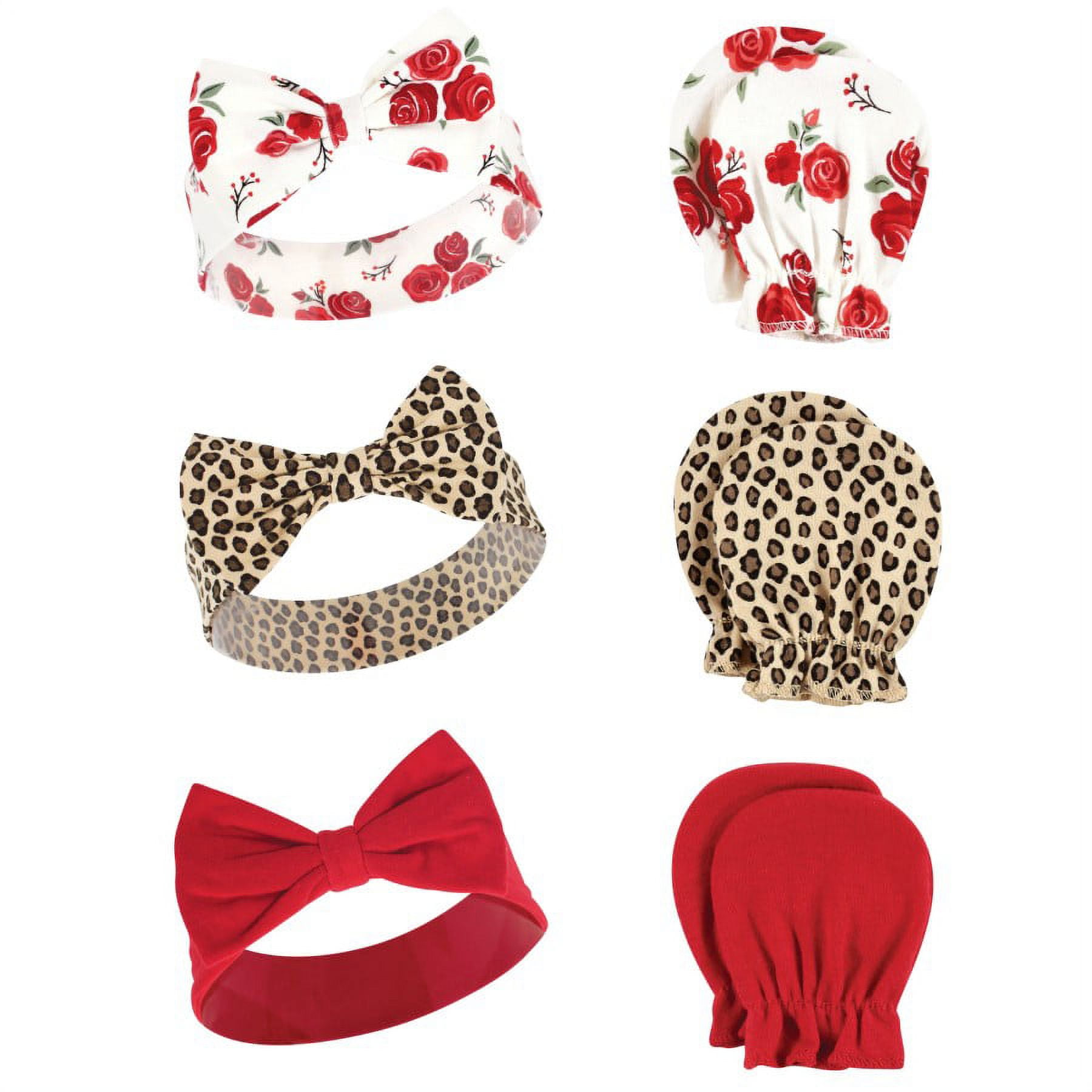 Hudson Baby Girl's Cotton Headband & Scratch Mitts Set, Dots
