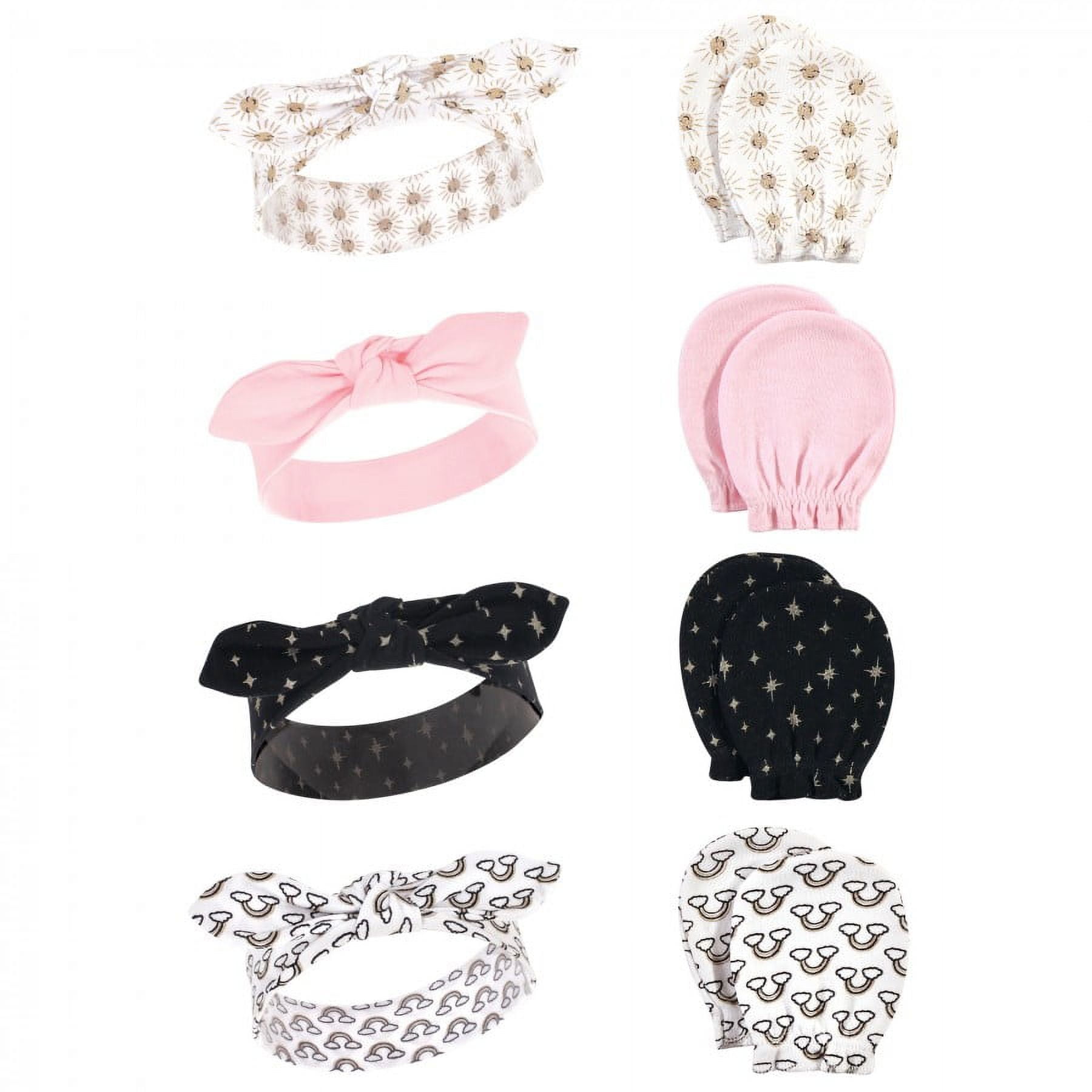 Hudson Baby Infant Girl Cotton Headband and Scratch Mitten