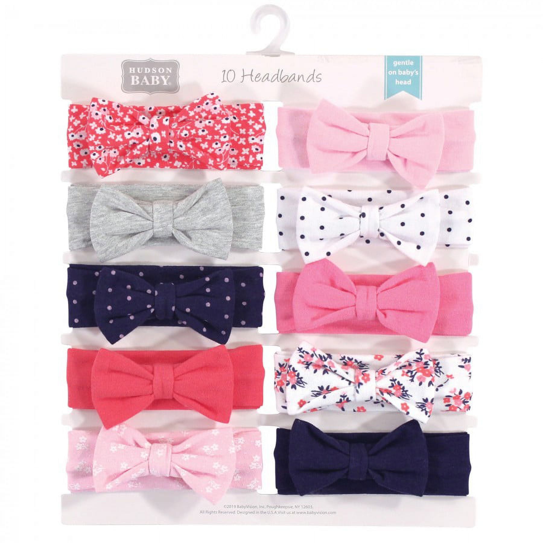 Hudson Baby Newborn Girl's Cotton Head Wraps 10pk, Bow
