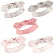 Hudson Baby Infant Girl Cotton Headbands 5pk, Gray Feather, 0-24 Months