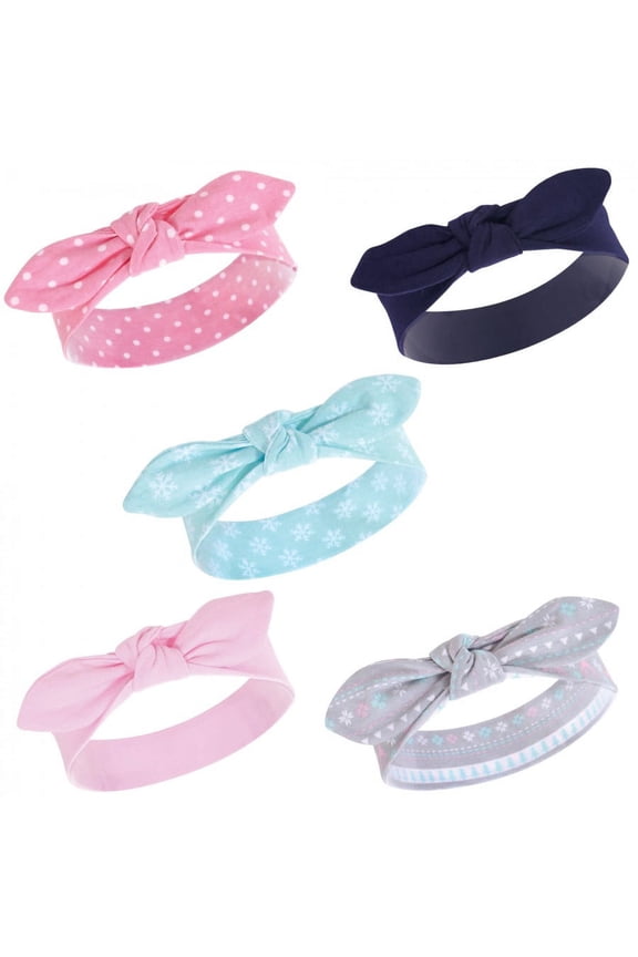 Infant Girl Cotton Headbands 5pk, Winter Holiday, 0-24 Months
