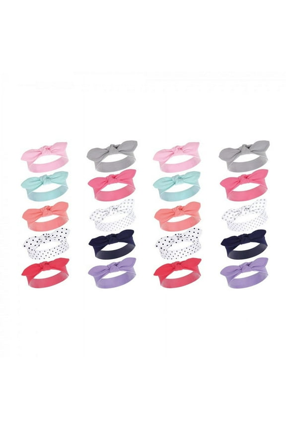 Infant Girl Cotton Headbands, Bright Colors 20-Piece, 0-24 Months