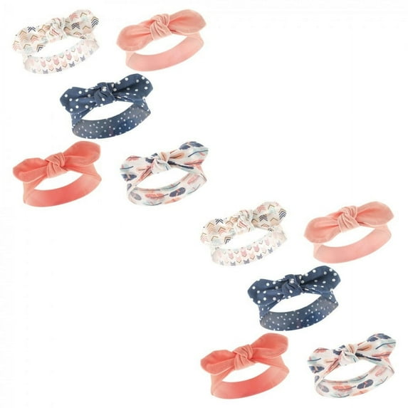 Hudson Baby Infant Girl Cotton Headbands, Feathers 10-Piece, 0-24 Months