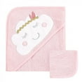 thumbnail image 1 of Hudson Baby Infant Girl Cotton Hooded Towel and Washcloth 2pc Set, Boho Cloud, One Size, 1 of 3