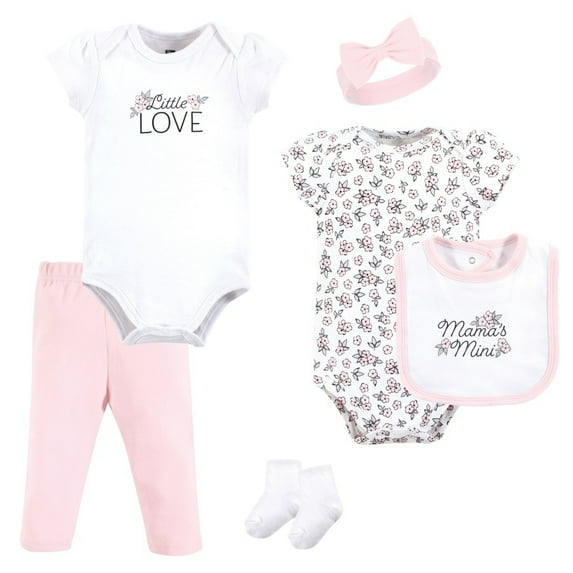 Hudson Baby Infant Girl Cotton Layette Set, Mini Primrose, 9-12 Months